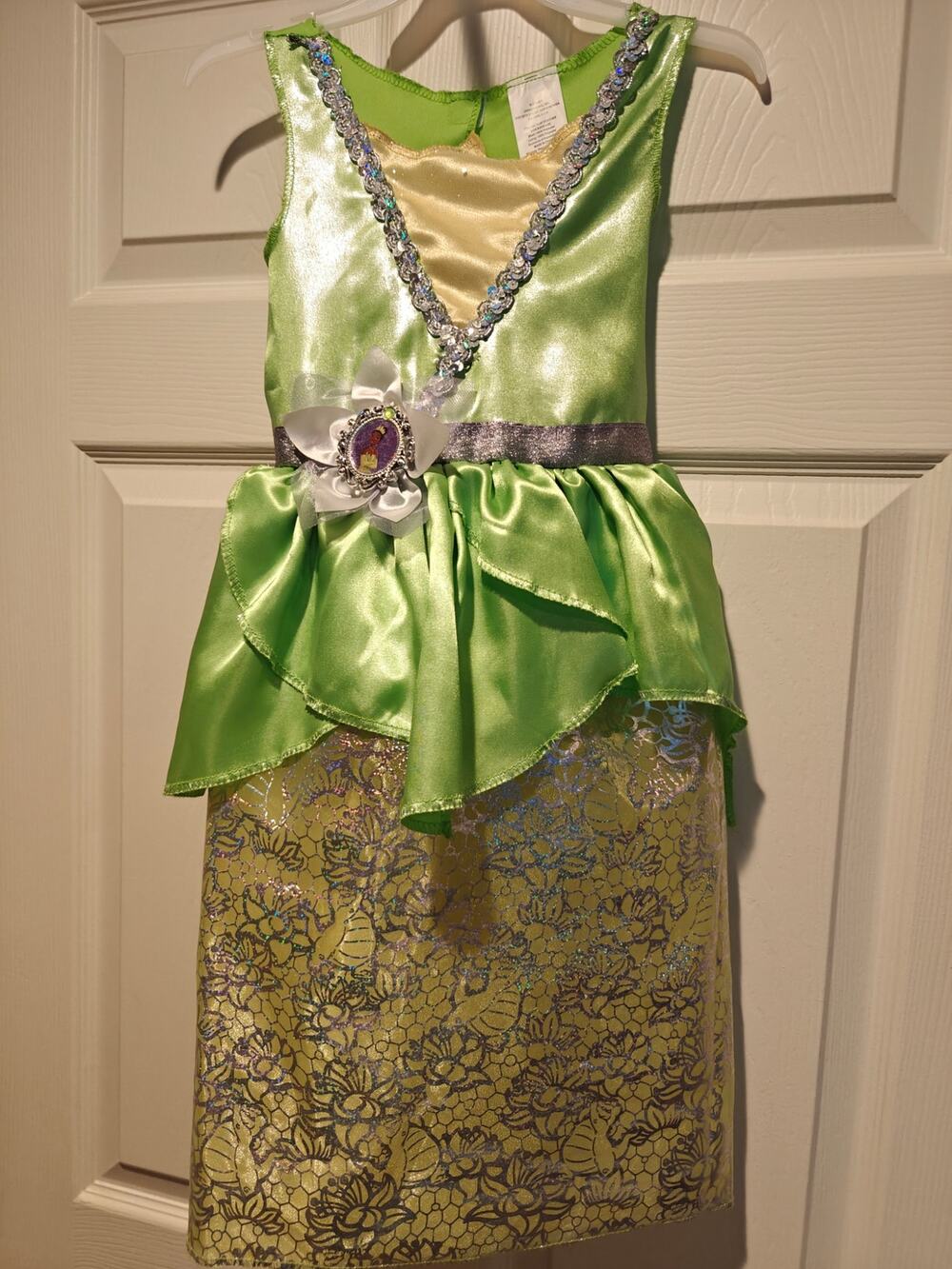 Disney Princess Tiana Costume Dress Girls Size 4-6X Like New Halloween